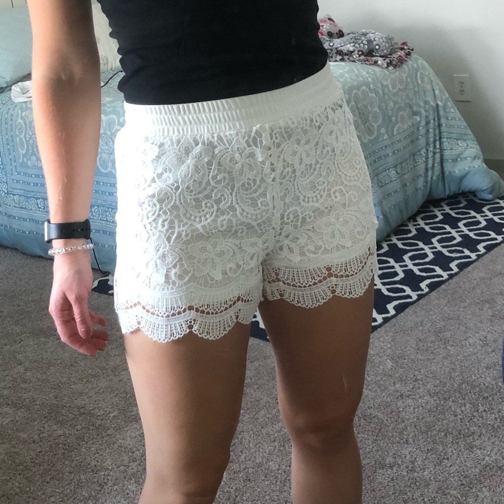 White Lace Shorts